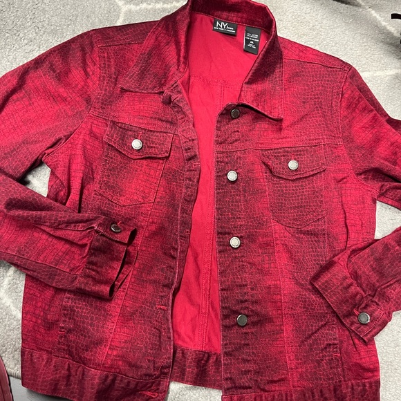 Vintage NY and Co Red Denim Snakeskin Jacket - Picture 2 of 6